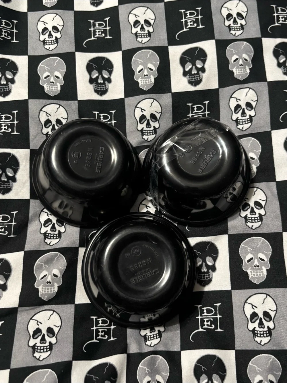 Y2K Carlisle Set of 3 Black Plastic Sauce Dip Dipping Cups